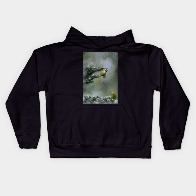 Blue Tit Kids Hoodie by ElviraDraat